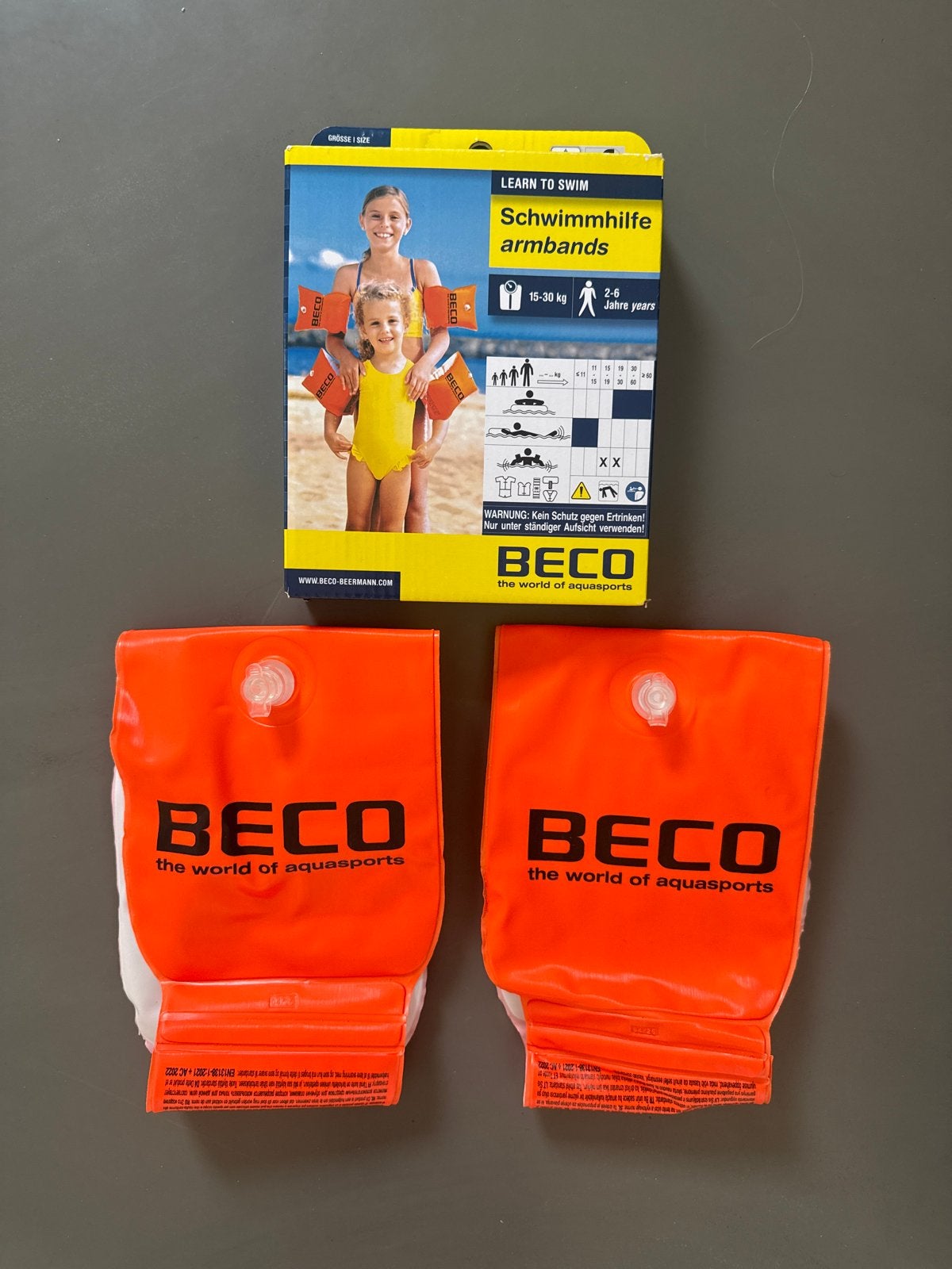 BECO Zwembandjes  (15-30 kg, 2-6 jaar). 1x gebruikt, Ophalen of Verzenden, Zo goed als nieuw