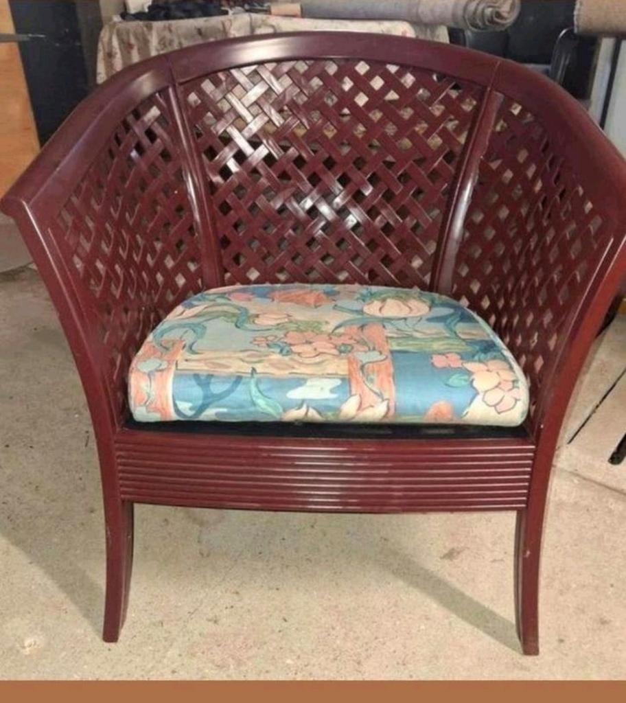 Vintage stoel met kussen, Ophalen, Zo goed als nieuw, Bruin, Eén