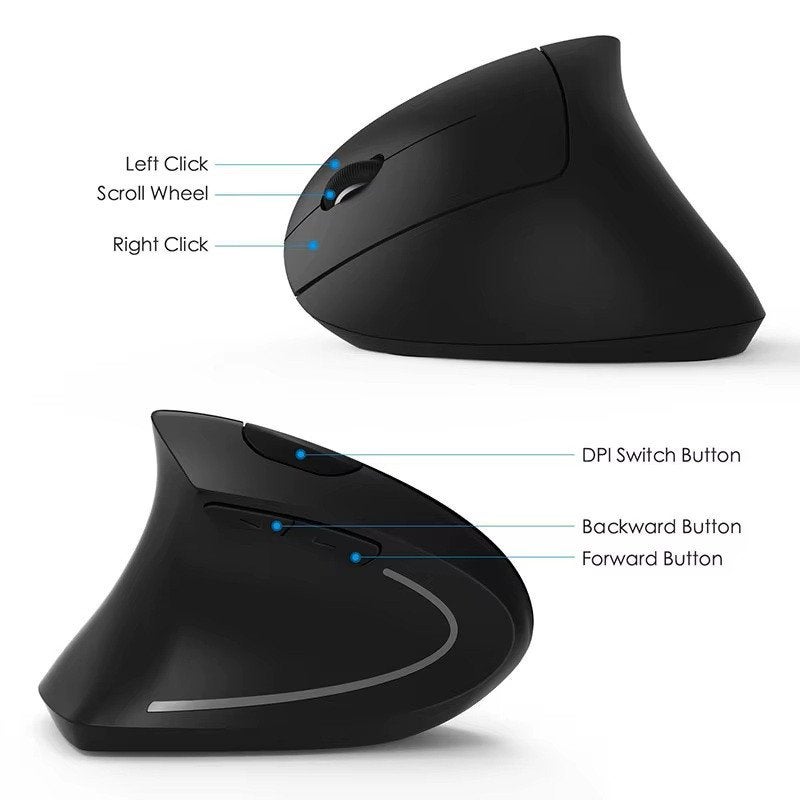 Links handig Verticale Muis Ergonomische 2.4Ghz Draadloze, Computers en Software, Muizen, Muis, Pcsupply, Ergonomisch, Nieuw