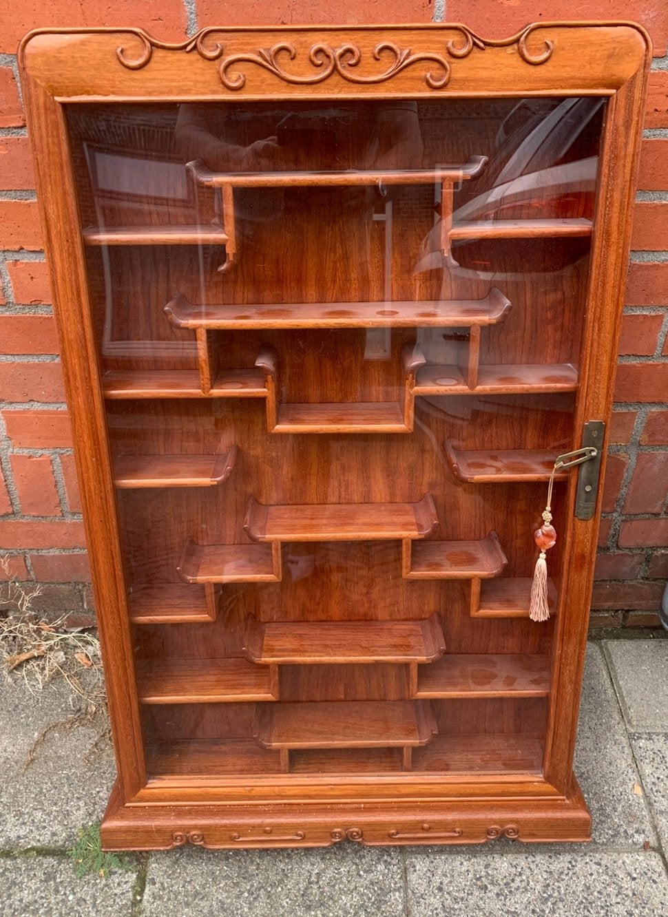 Chinese Rosewood Hanging Display Cabinet vitrine wandkast, Ophalen, Overige materialen, Met deur(en), 50 tot 100 cm