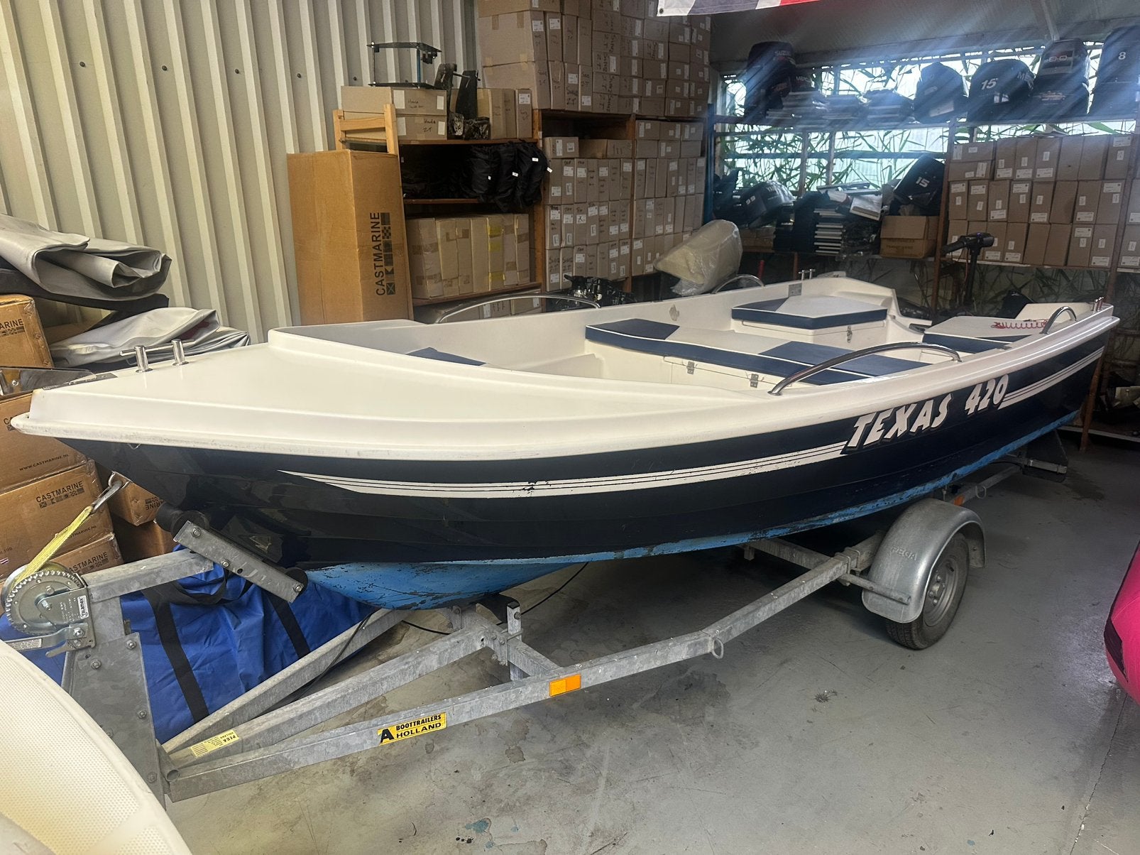 Nette Texas 420 open boot / visboot incl fluistermotor/ accu, Overige merken, Vhhh, Gebruikt, Tot 10 pk