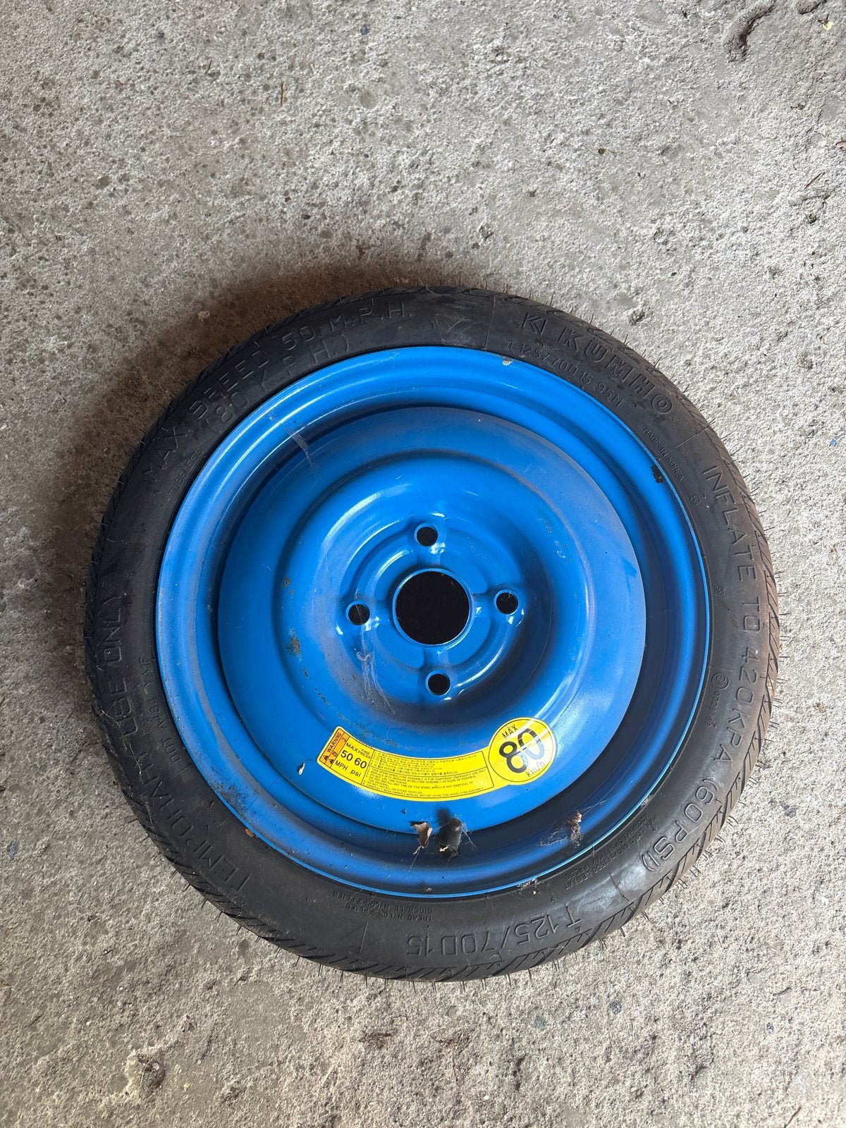 Kumho T125/70D15 Thuisbrenger Reservewiel, Ophalen of Verzenden, Gebruikt