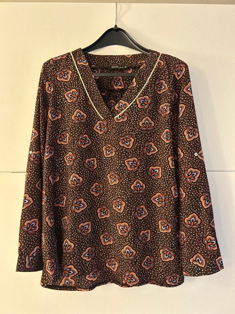 Akoz de toi zwarte blouse met print, Zwart, Maat 46/48 (XL) of groter, Ophalen of Verzenden, Zo goed als nieuw