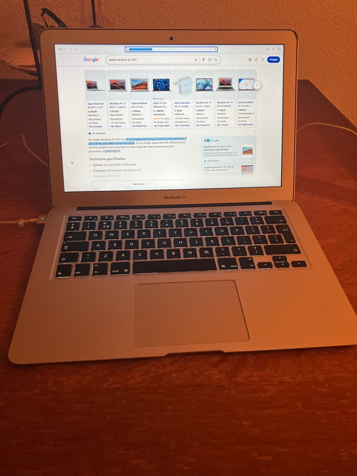 MacBook Air 13-inch (2017), Computers en Software, Apple Macbooks, Gebruikt, MacBook Air, 13 inch, Minder dan 2 Ghz, 128 GB of minder