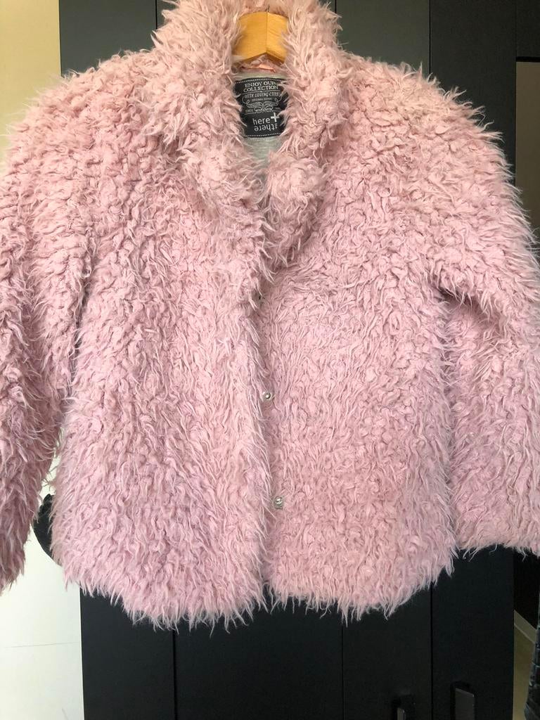 Zhan faux fur teddy coat 128, Ophalen of Verzenden, Zo goed als nieuw, Meisje, Jas
