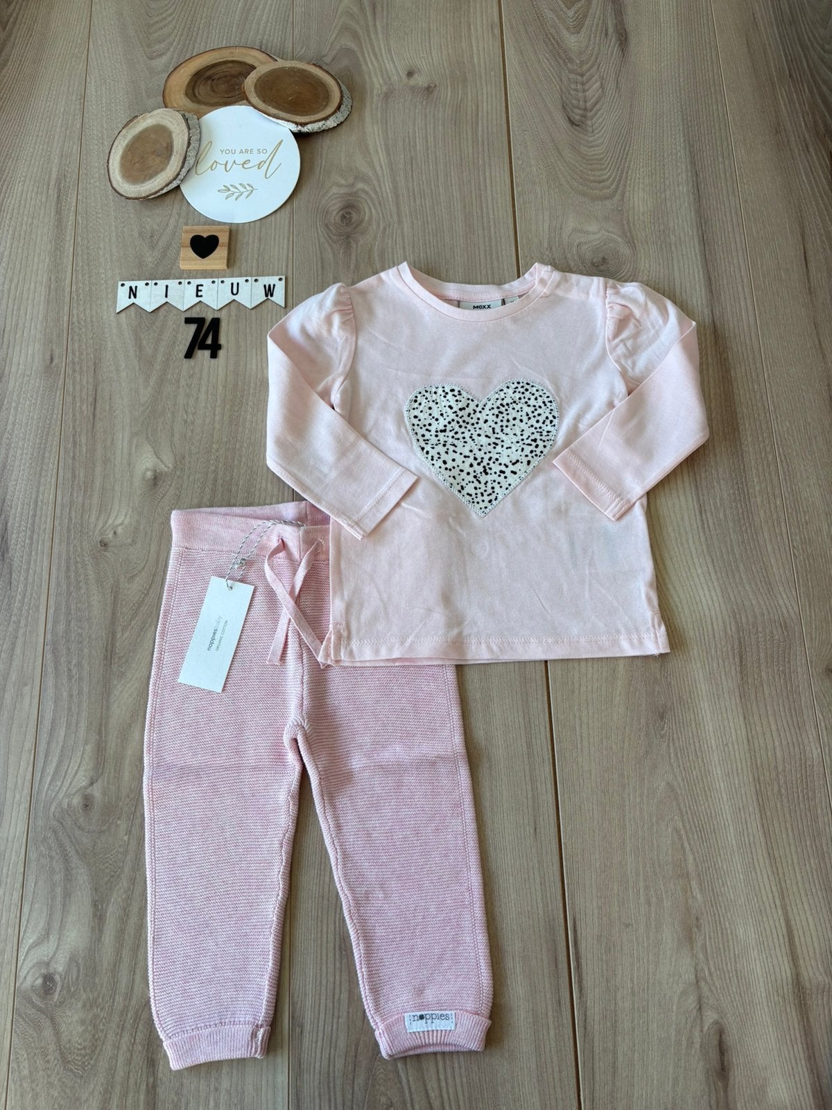 Baby meisje setje noppies broekje shirtje Mexx maat 74, Ophalen of Verzenden, Nieuw, Meisje, Setje