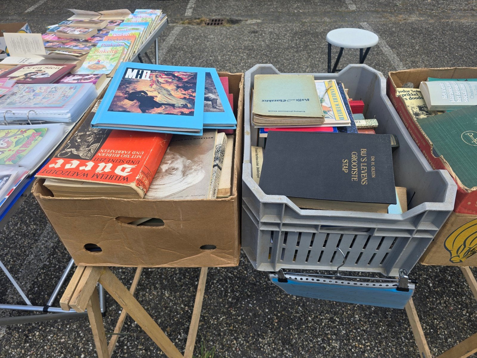 20 dozen vol boeken bananendozen, Diversen, Rommelmarktspullen, Ophalen of Verzenden
