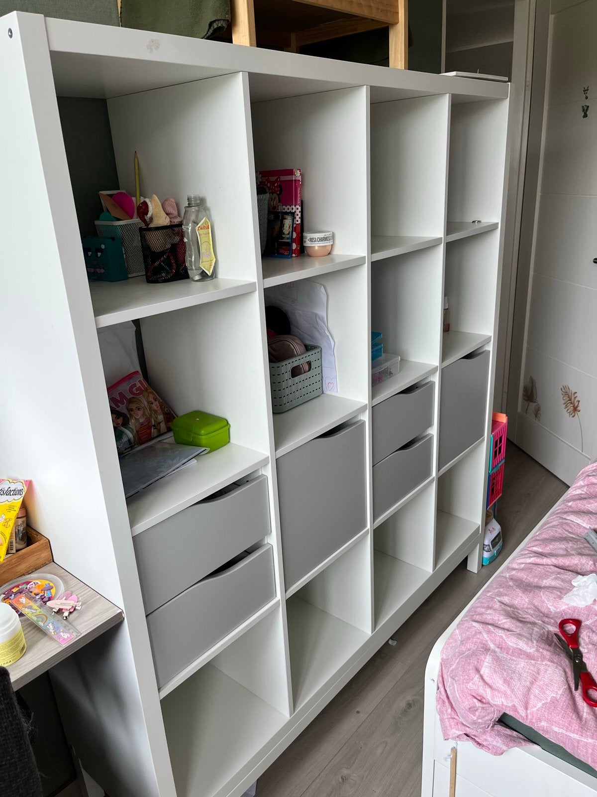 Kallax kast 16 vakken met deurtjes en lades, Ophalen, Gebruikt