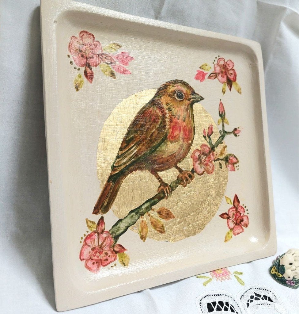 Hand Painted Wooden Tray, Ophalen of Verzenden