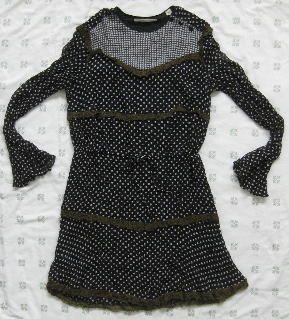 Scotch & Soda jurk S, zwart goud wit voile, Le Jardin d'Apus, Zwart, Scotch & Soda, Ophalen of Verzenden, Zo goed als nieuw