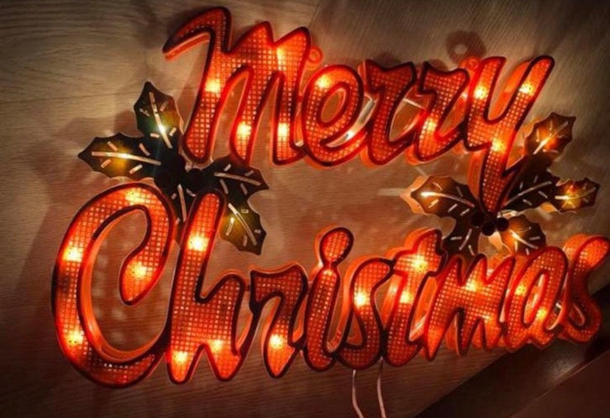 Vintage kerstverlichting Merry Christmas, Diversen, Kerst, Ophalen of Verzenden, Zo goed als nieuw