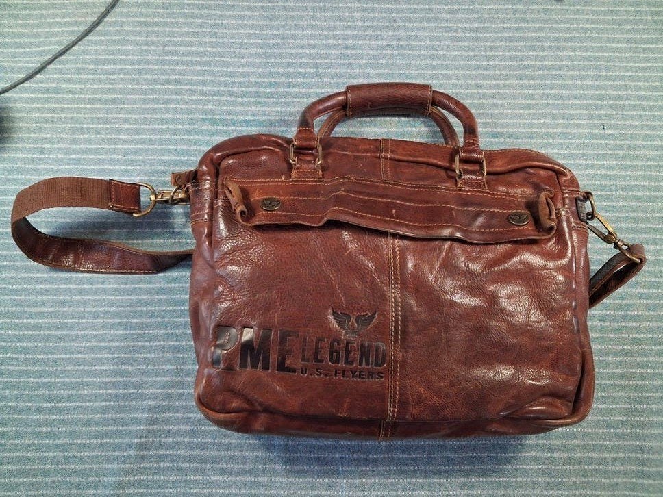 PME Legend Leren Schoudertas / laptoptas.- Zeer Nette Staat, Overige merken, Bruin, Ophalen of Verzenden, Zo goed als nieuw