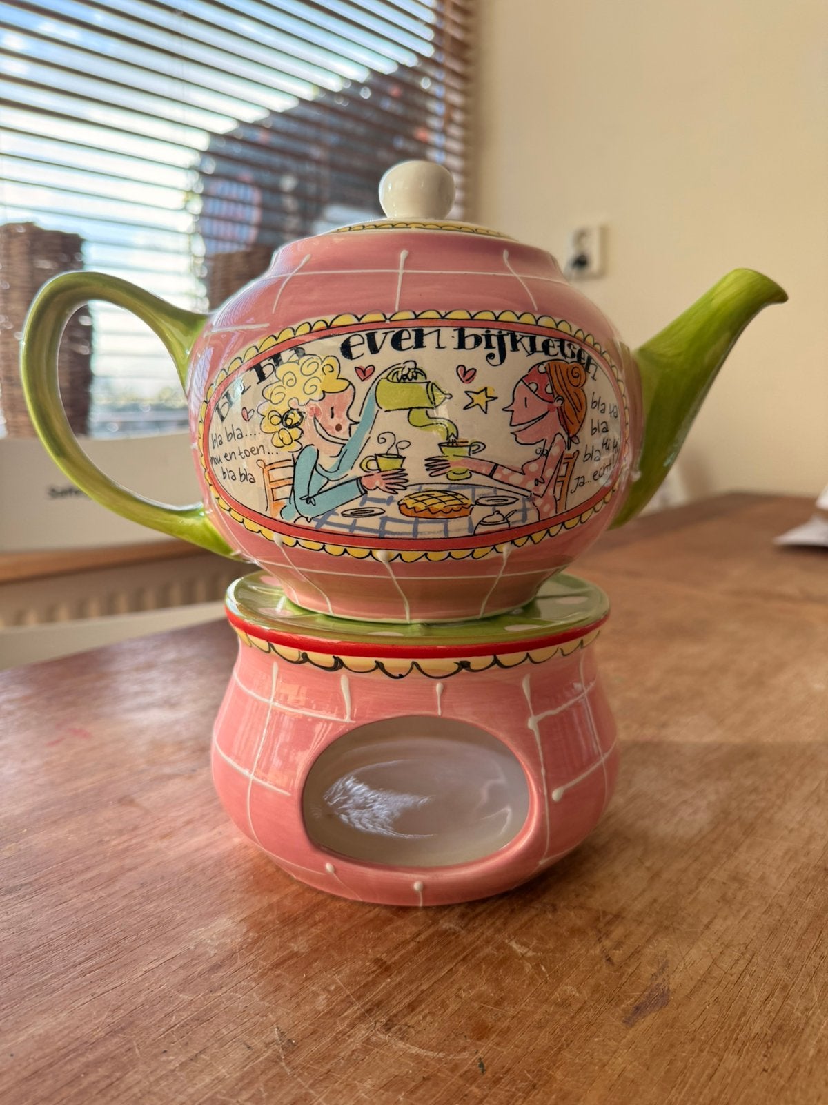 Blond Amsterdam theepot en theelichthouder, Huis en Inrichting, Ophalen, Zo goed als nieuw, Aardewerk, Overige typen