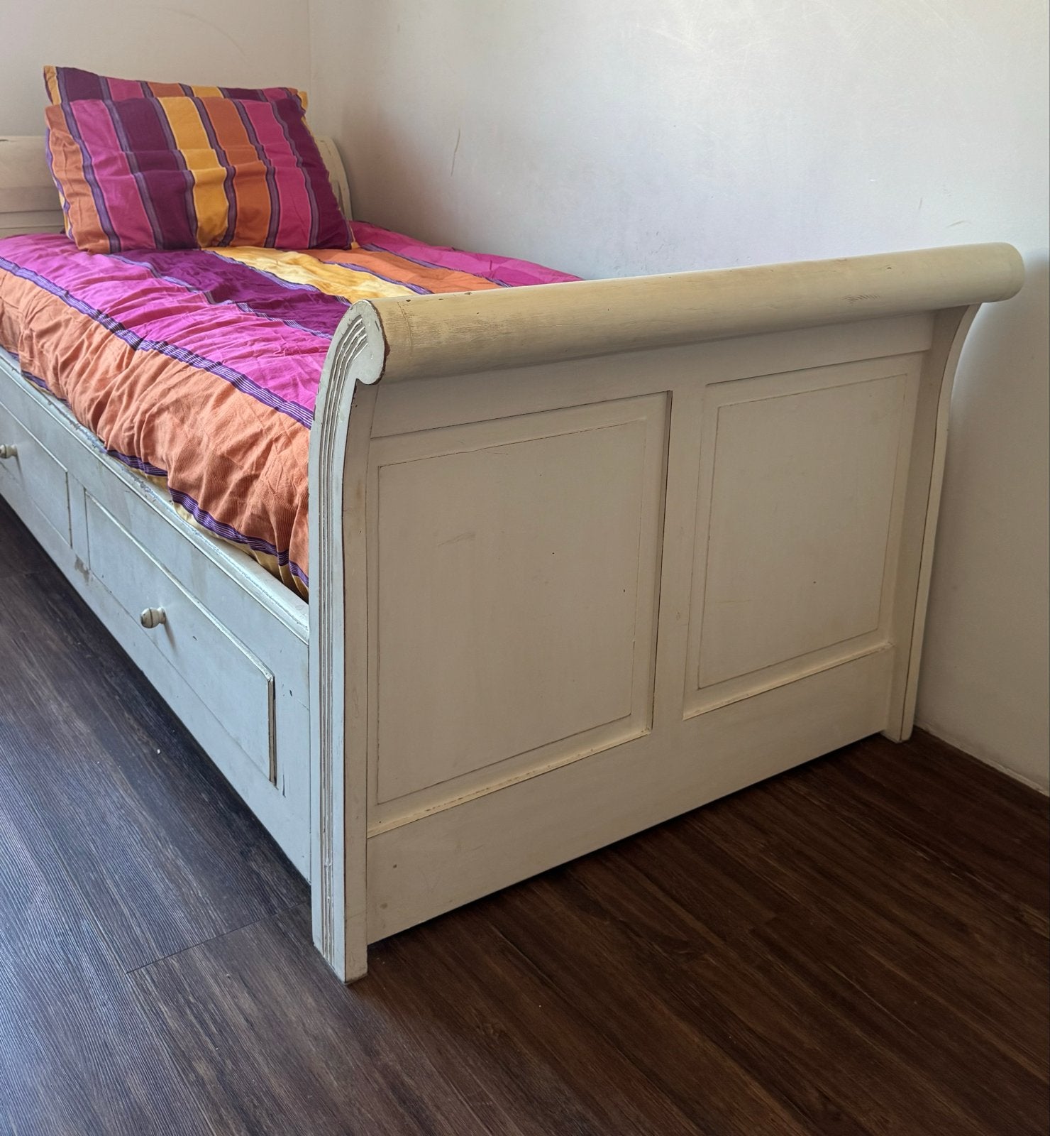 Riviera Maison Eenpersoonsbed met Opberglades, Ophalen, Gebruikt, 90 cm, Eenpersoons