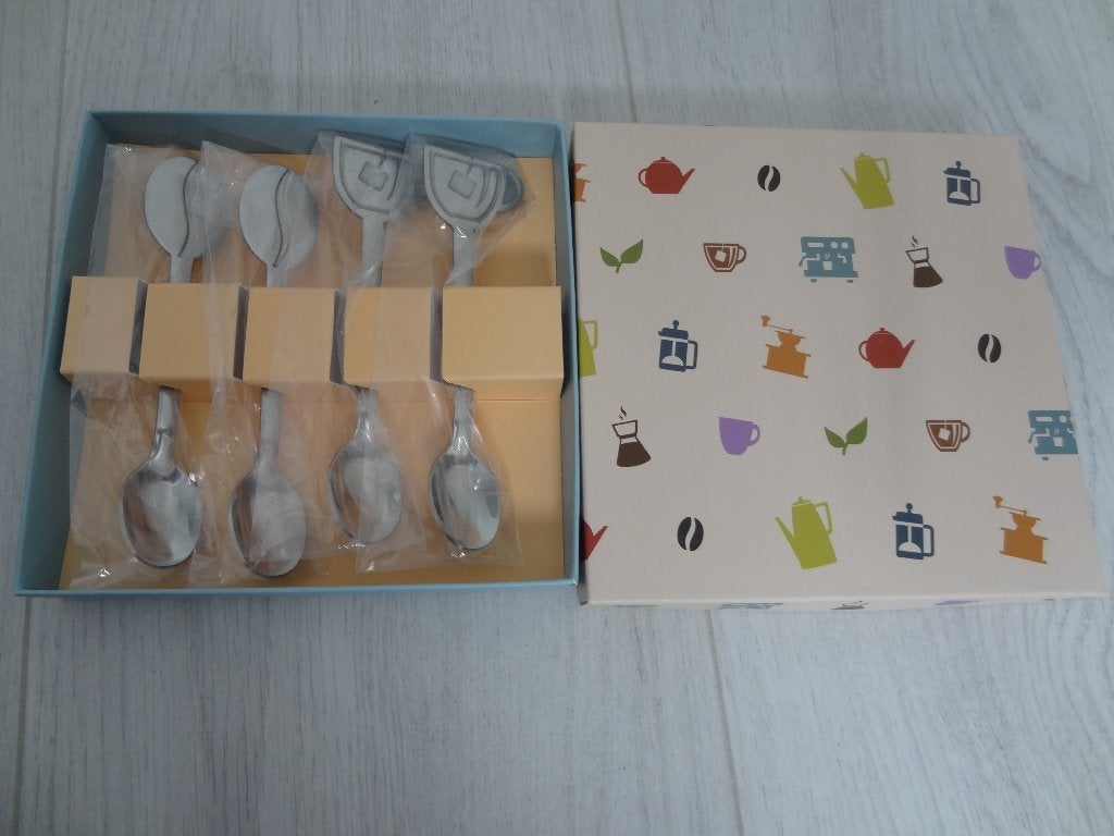 Rvs koffie- en dessertlepel koffieboon en koffiekopje, Overige materialen, Overige typen, Nieuw, Ophalen of Verzenden