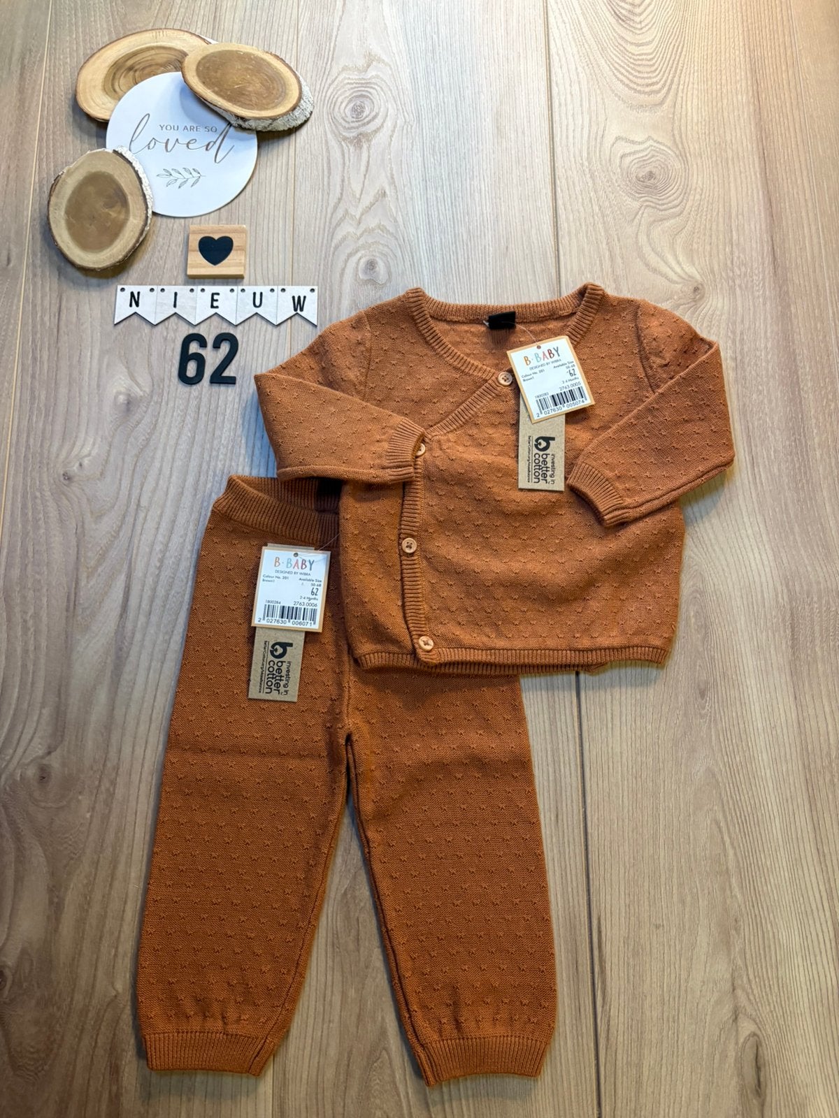 Baby meisje setje broekje shirtje bruin Wibra maat 62, Ophalen of Verzenden, Nieuw, Meisje, Setje