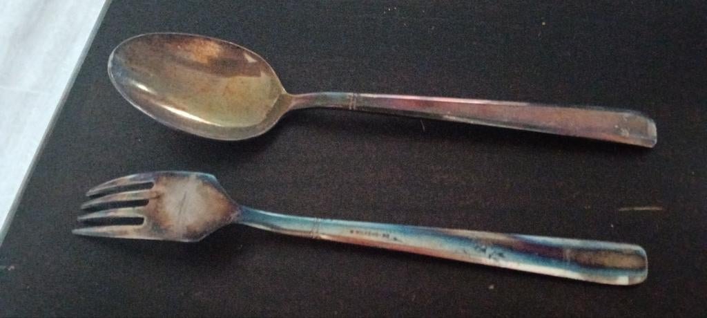 Vintage lepel en vork set - Verzilverd bestek, Wilkens, Antiek en Kunst, Ophalen of Verzenden