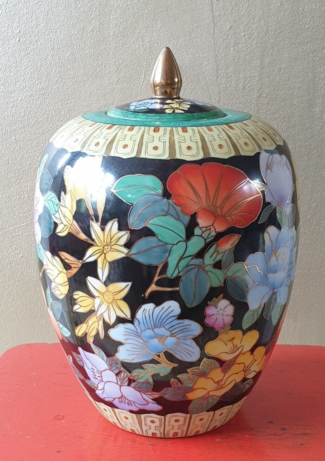 Chinese Famille Noire porseleinen gemberpot dekselvaas, Antiek en Kunst, Ophalen of Verzenden