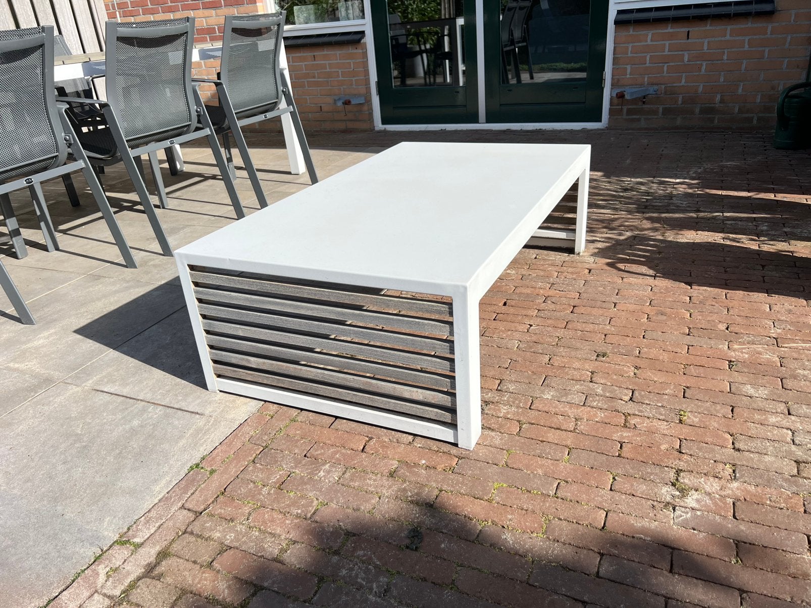 Leuke wit aluminium lounge tuintafel van het merk Bellagio, Ophalen, Gebruikt, Rechthoekig, Aluminium