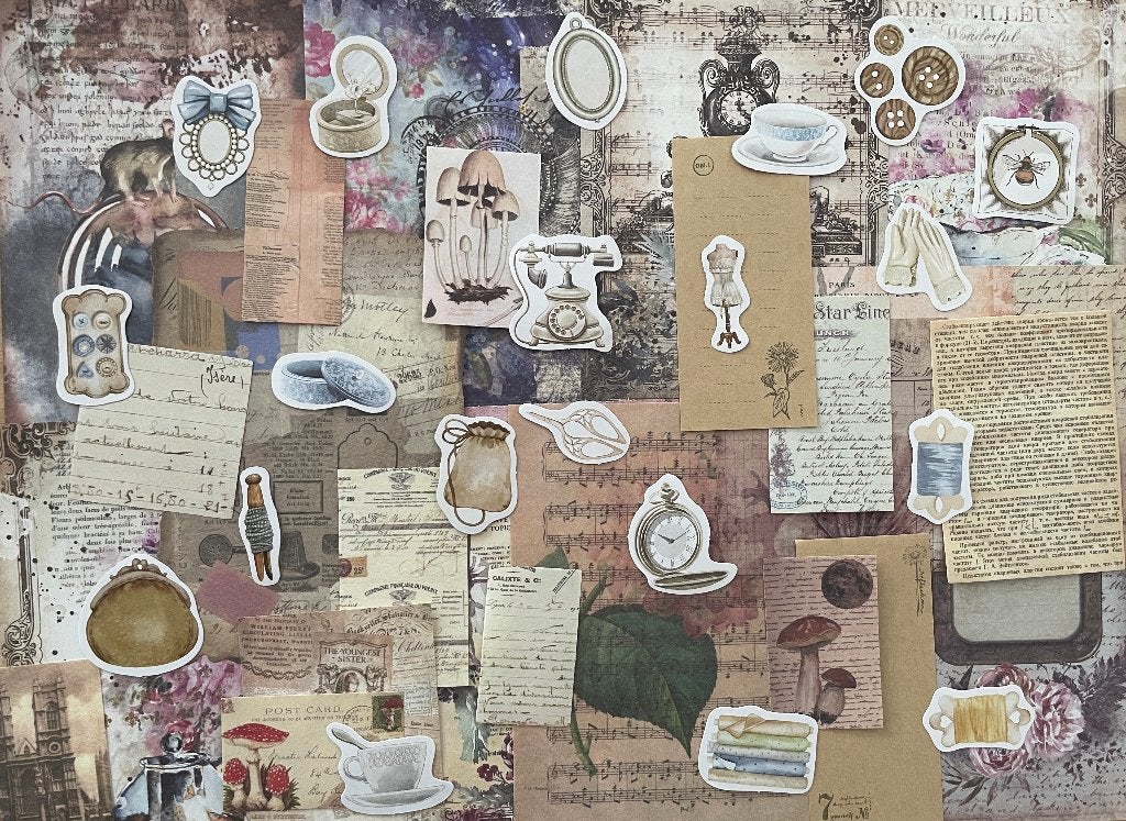 Scrapbooking papier met stickers vintage, Hobby en Vrije tijd, Scrapbooking, Verzenden, Nieuw