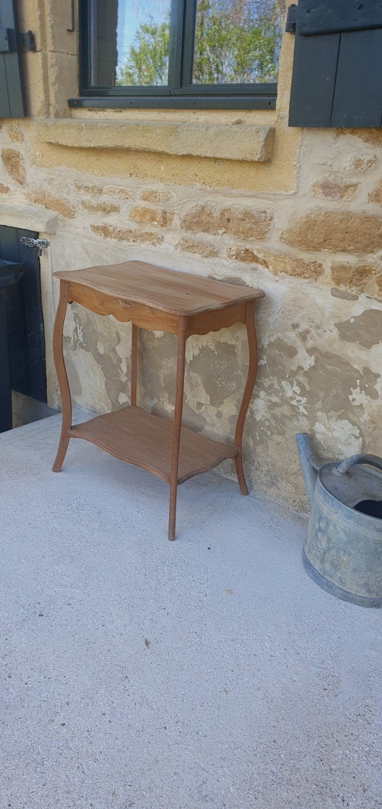 oude franse licht eiken bijzettafel plantentafel, Ophalen