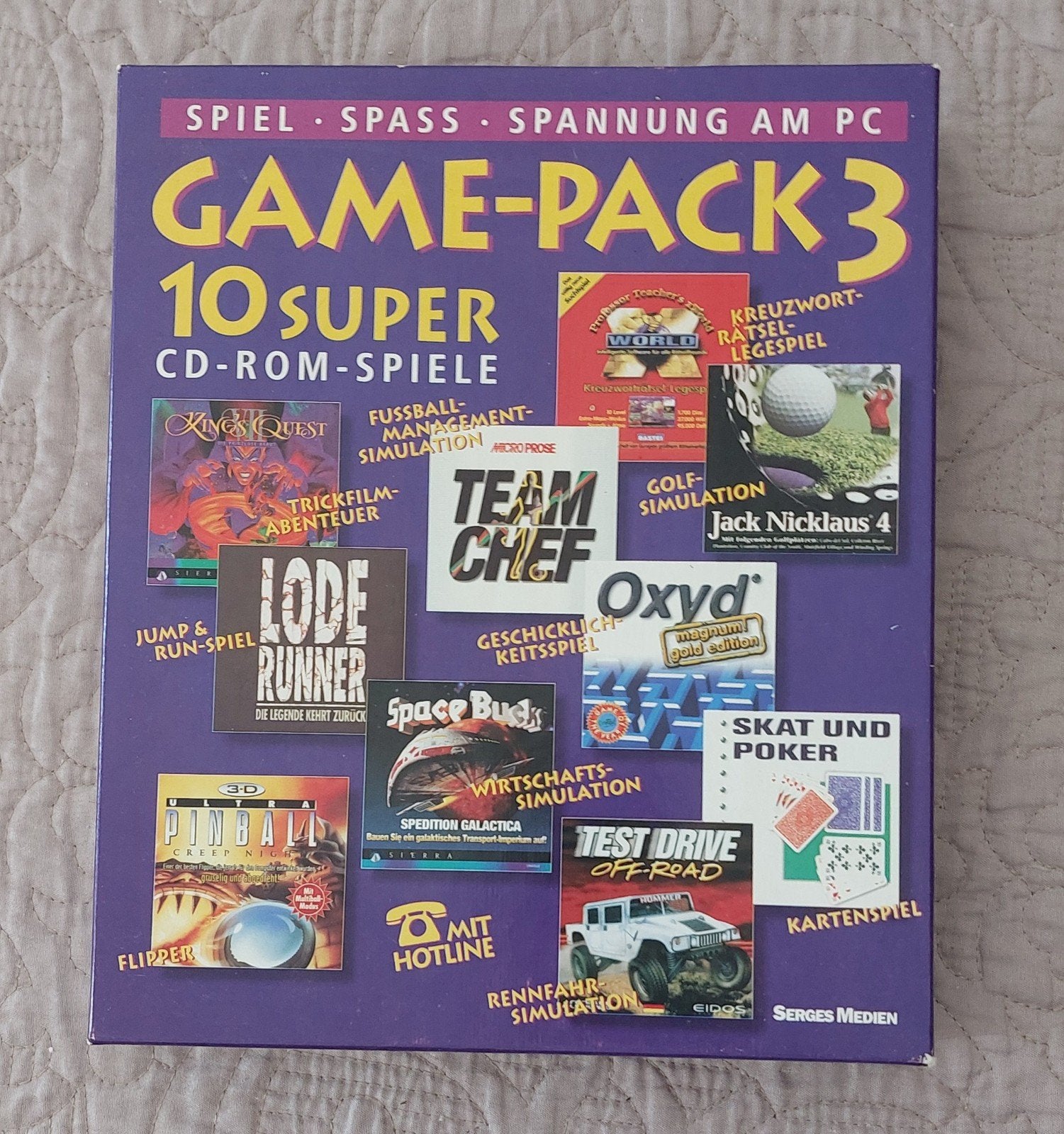 Game-Pack 3: 10 Super CD-ROM-Spiele voor PC, Gebruikt, Overige genres, 1 speler, Eén computer