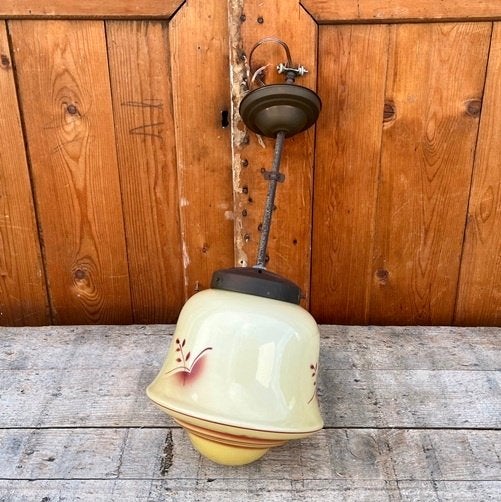 Hanglamp Art Deco ganglamp hallamp glas origineel Ø 20 cm, Antiek en Kunst, Antiek | Lampen, Ophalen of Verzenden