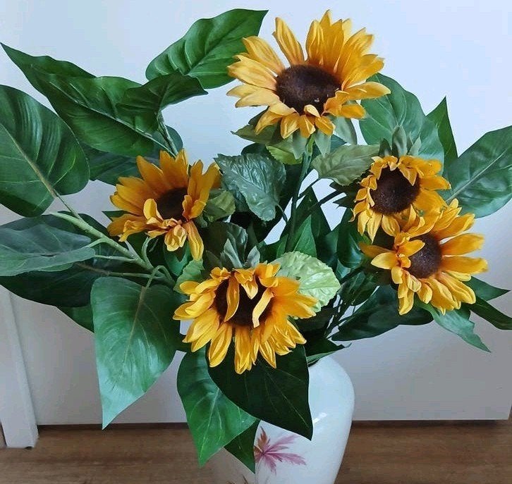 Kunstbloemen + Blad   (Zonnebloem), Ophalen of Verzenden, Zo goed als nieuw