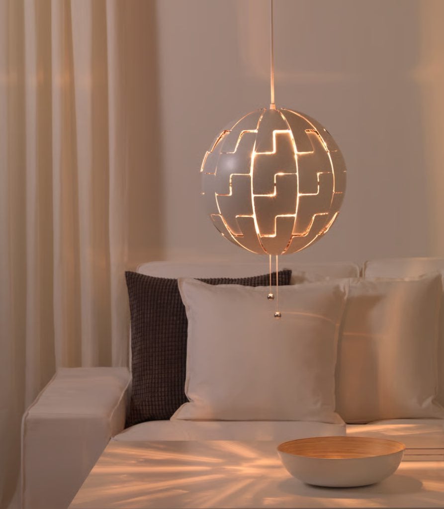 IKEA PS 2014 hanglamp, wit/zilverkleur, 35 cm, Ophalen, Kunststof, Gebruikt, E27 (groot)