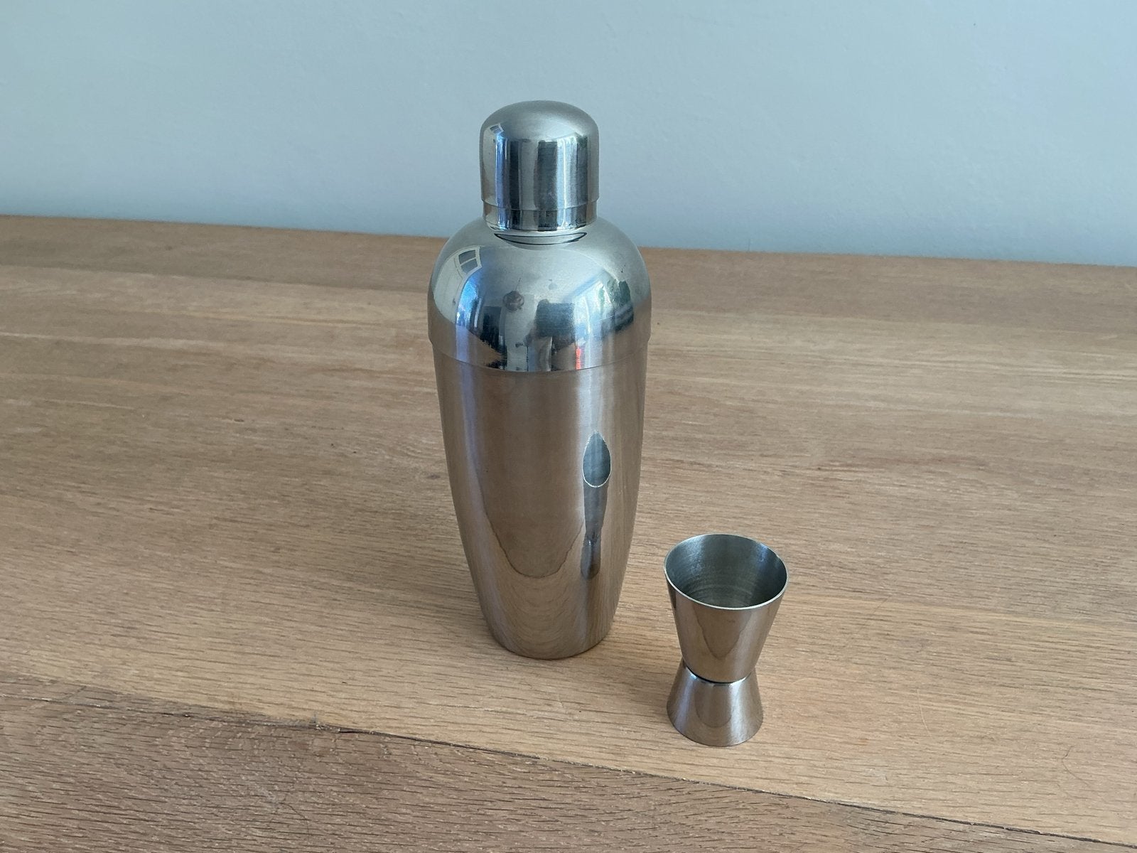 Cocktailshaker set RVS met maatbeker, Overige typen, Zilver, Ophalen of Verzenden, Zo goed als nieuw