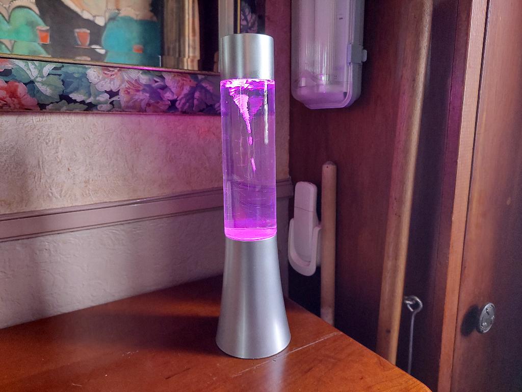 Lavalamp op batterijen / 30 centimeter, Kunststof, Gebruikt, Vintage, Ophalen of Verzenden