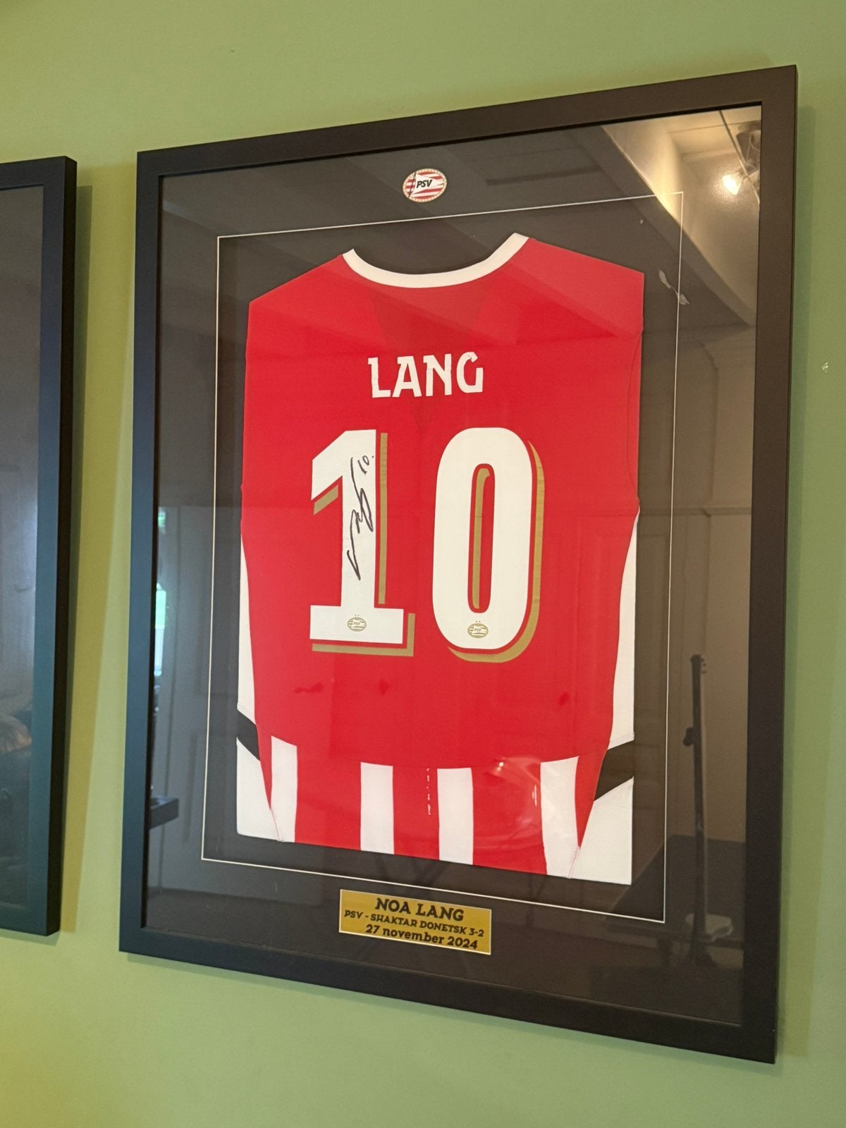 Matchworn PSV shirt Noa Lang - Ingelijst, Ophalen, Zo goed als nieuw, PSV, Shirt