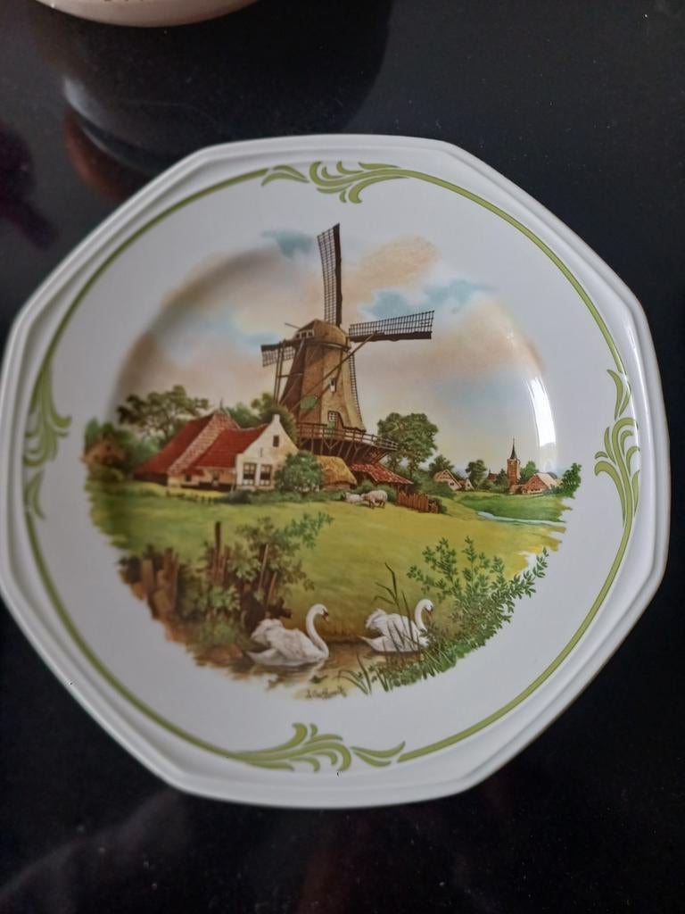 Royal Schwabap Holland 1984 Sierbord Molen Zwanen 24 cm, Ophalen