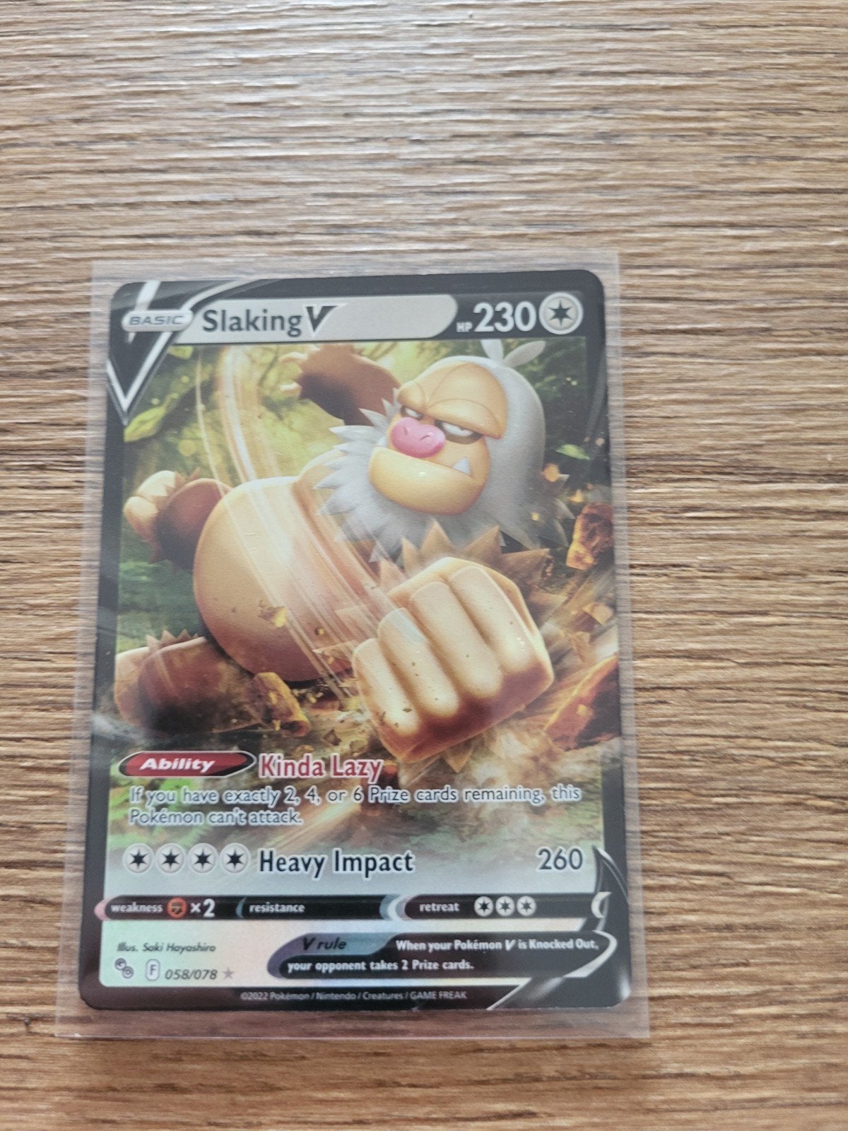 Pokémon Kaart Slaking V 058/078, Hobby en Vrije tijd, Ophalen of Verzenden, Zo goed als nieuw, Losse kaart