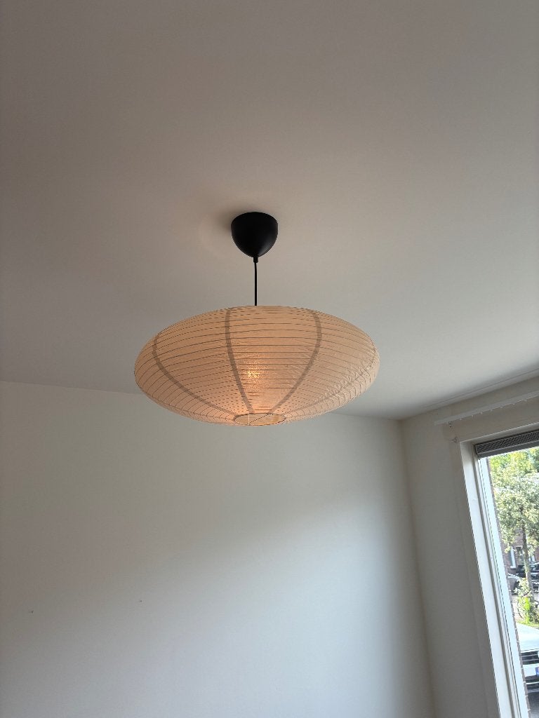 3 Karwei hanglamp met beige papieren kap – Japandi stijl, Huis en Inrichting, Lampen | Hanglampen, Ophalen of Verzenden, Zo goed als nieuw