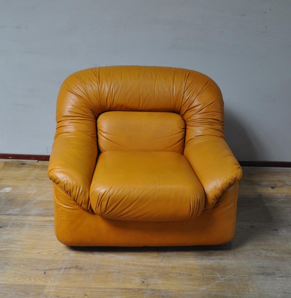 Vintage leren stoelen, Ophalen, 75 tot 100 cm, Gebruikt, Vintage design