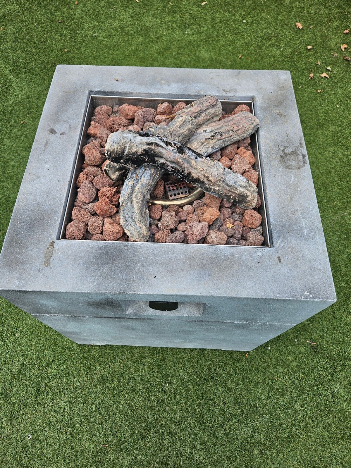 Gas vuurtafel - 65x65 cm - Grijs betonlook, Ophalen, Gebruikt