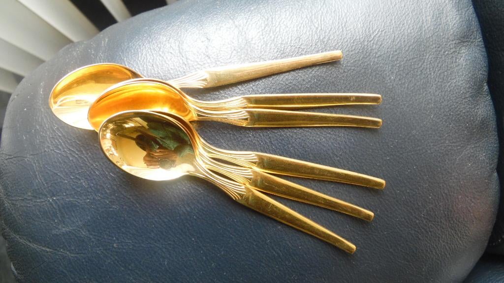 6 gouden lepeltjes gemerkt, Antiek en Kunst, Antiek | Bestek, Ophalen of Verzenden
