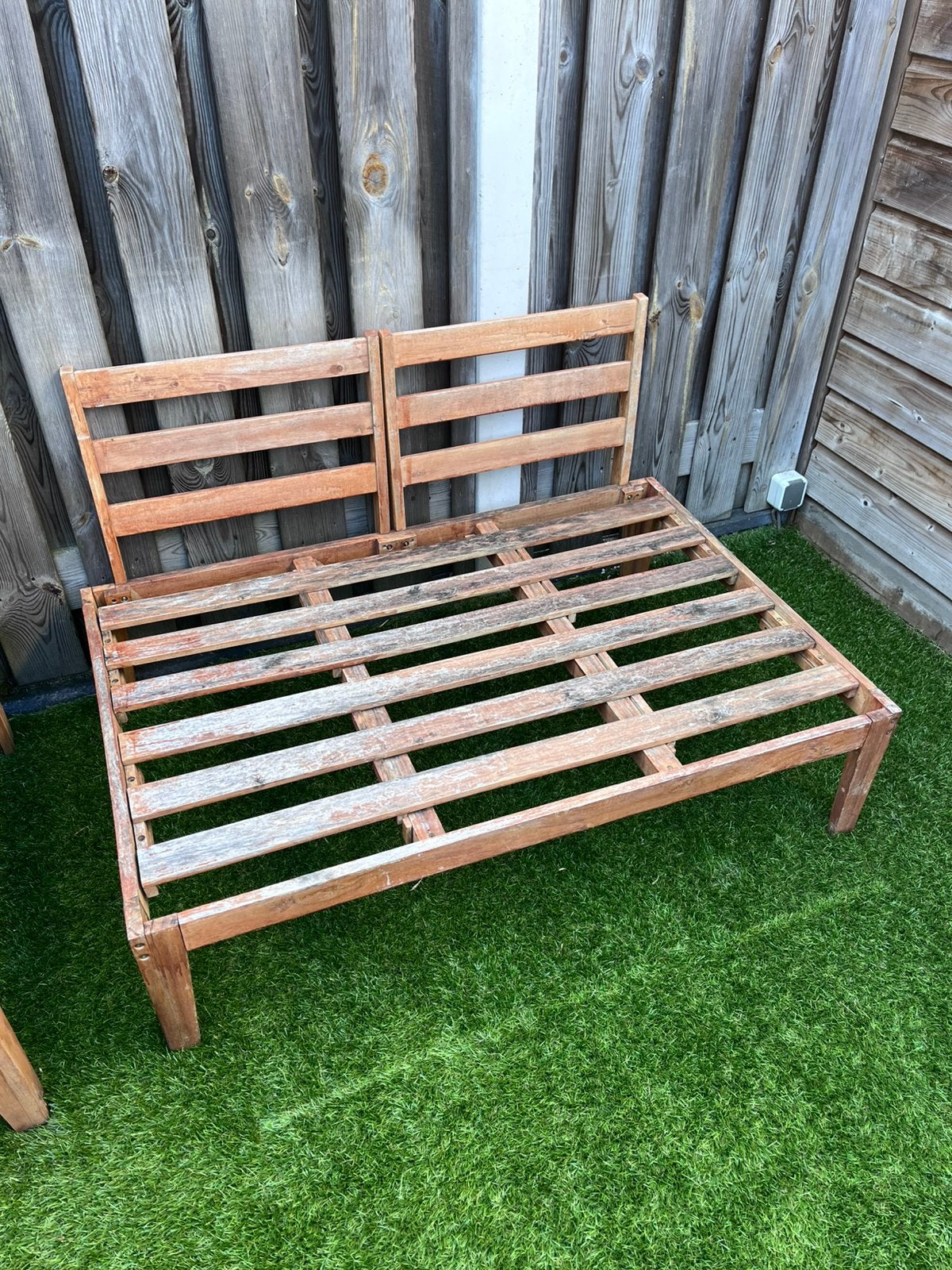 Gratis afhalen: 3x houten palletbank, Ophalen, Gebruikt, Hout