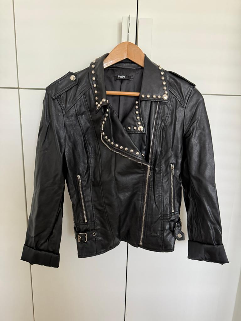Zwart PU leren jasje met studs - Maat M, Ophalen of Verzenden, Zo goed als nieuw