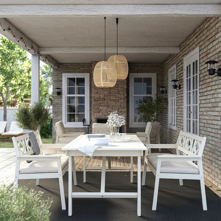 Tuintafel eettafel tafel wit / beige Ikea bondholmen, Tuin en Terras, Tuinsets en Loungesets, Ophalen, Gebruikt, Eettafel