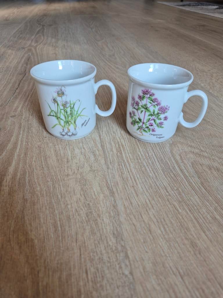 Vintage kruiden mokken set, Ophalen of Verzenden