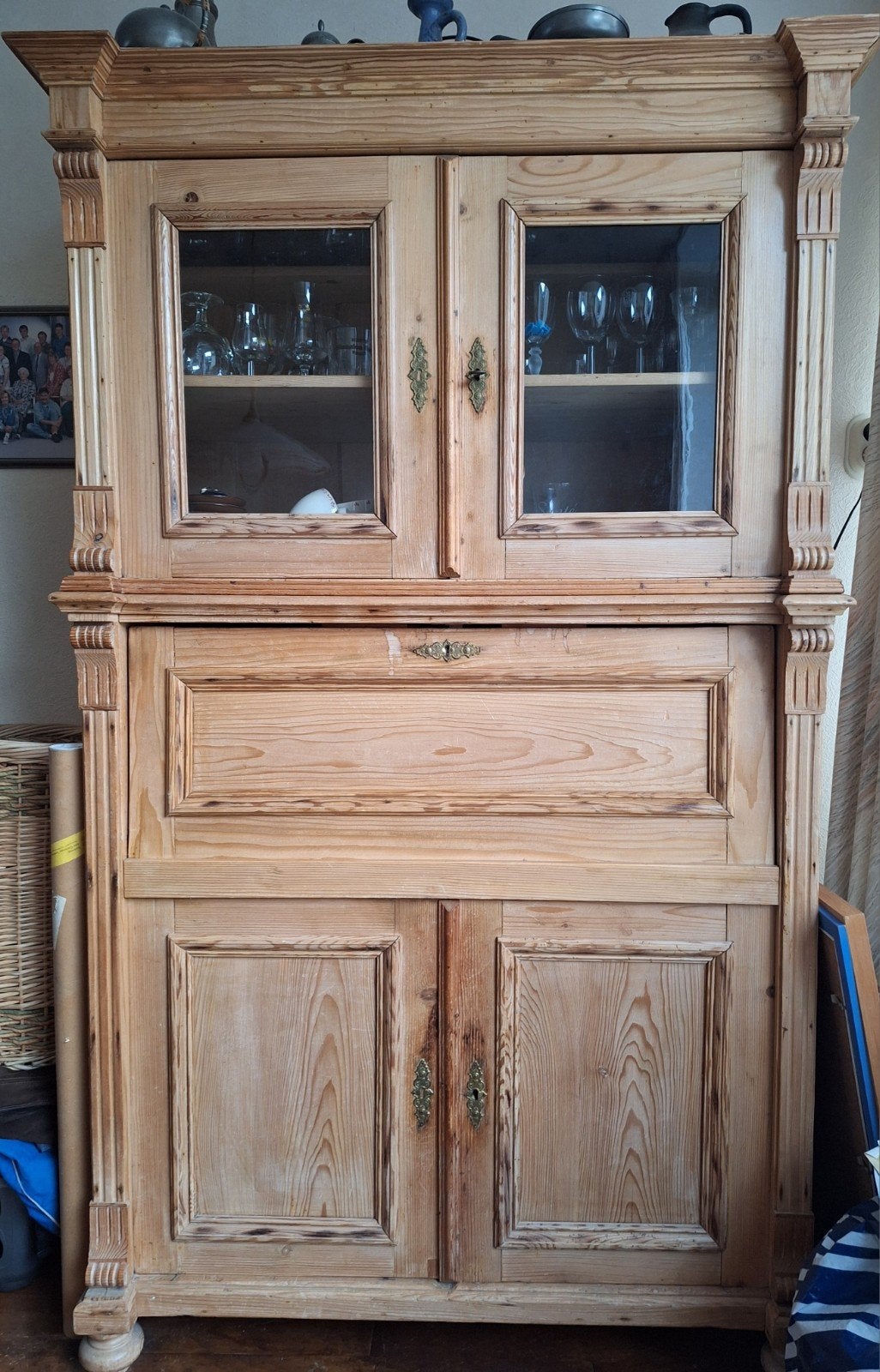 geloogd grenen kast, Ophalen, Gebruikt, 100 tot 150 cm, 150 tot 200 cm