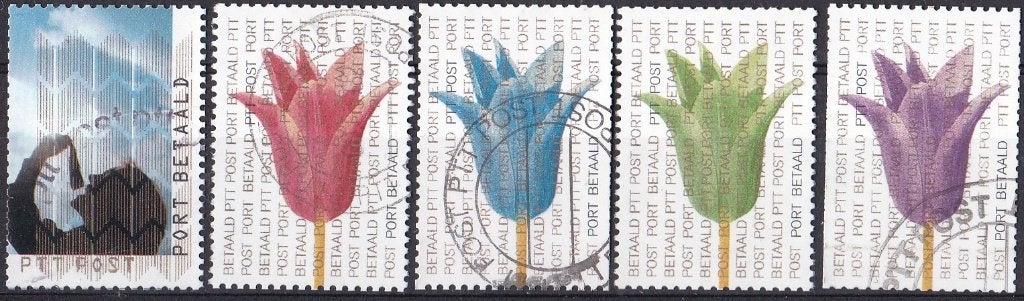 Port Betaald – haringeter/tulp – gebruikt – NVPH BZ1-BZ5, Ophalen of Verzenden, Na 1940, Gestempeld