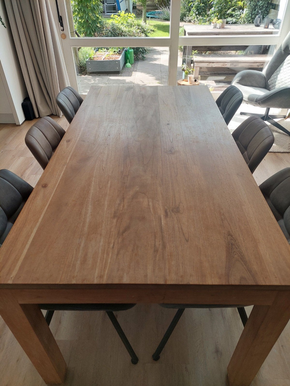 Teakhouten eettafel, Huis en Inrichting, Tafels | Eettafels, Ophalen, Teakhout, 50 tot 100 cm, Vijf personen of meer