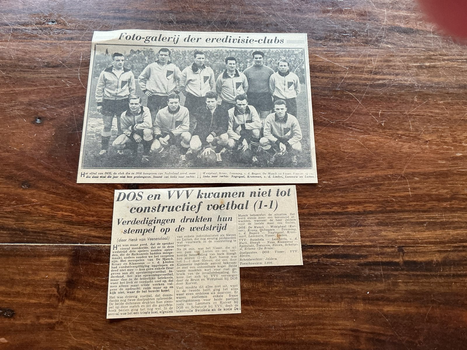 Voetbal krantenartikel DOS VVV mei 1959, Verzamelen, Tijdschriften, Kranten en Knipsels, Ophalen of Verzenden, 1940 tot 1960, Knipsel(s)