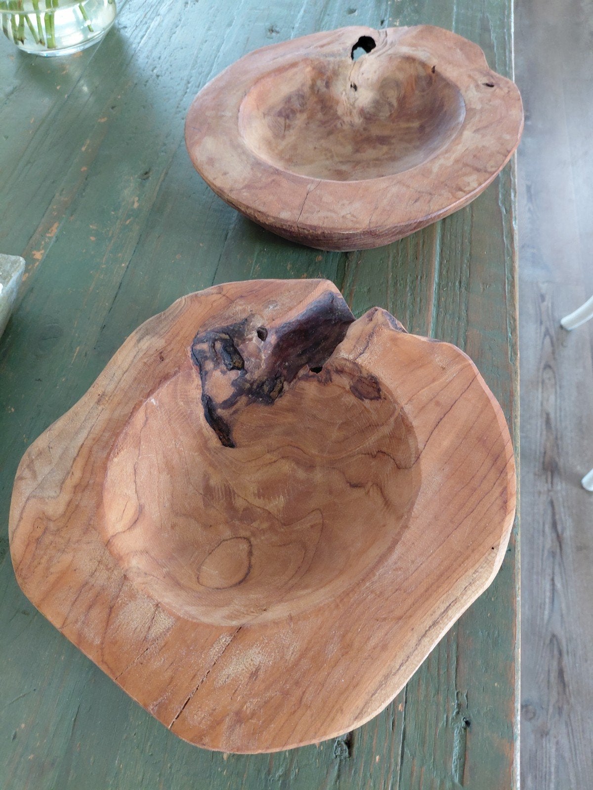 Decoratieve houten schalen van teakhout, Ophalen of Verzenden, Nieuw, Rond, Hout