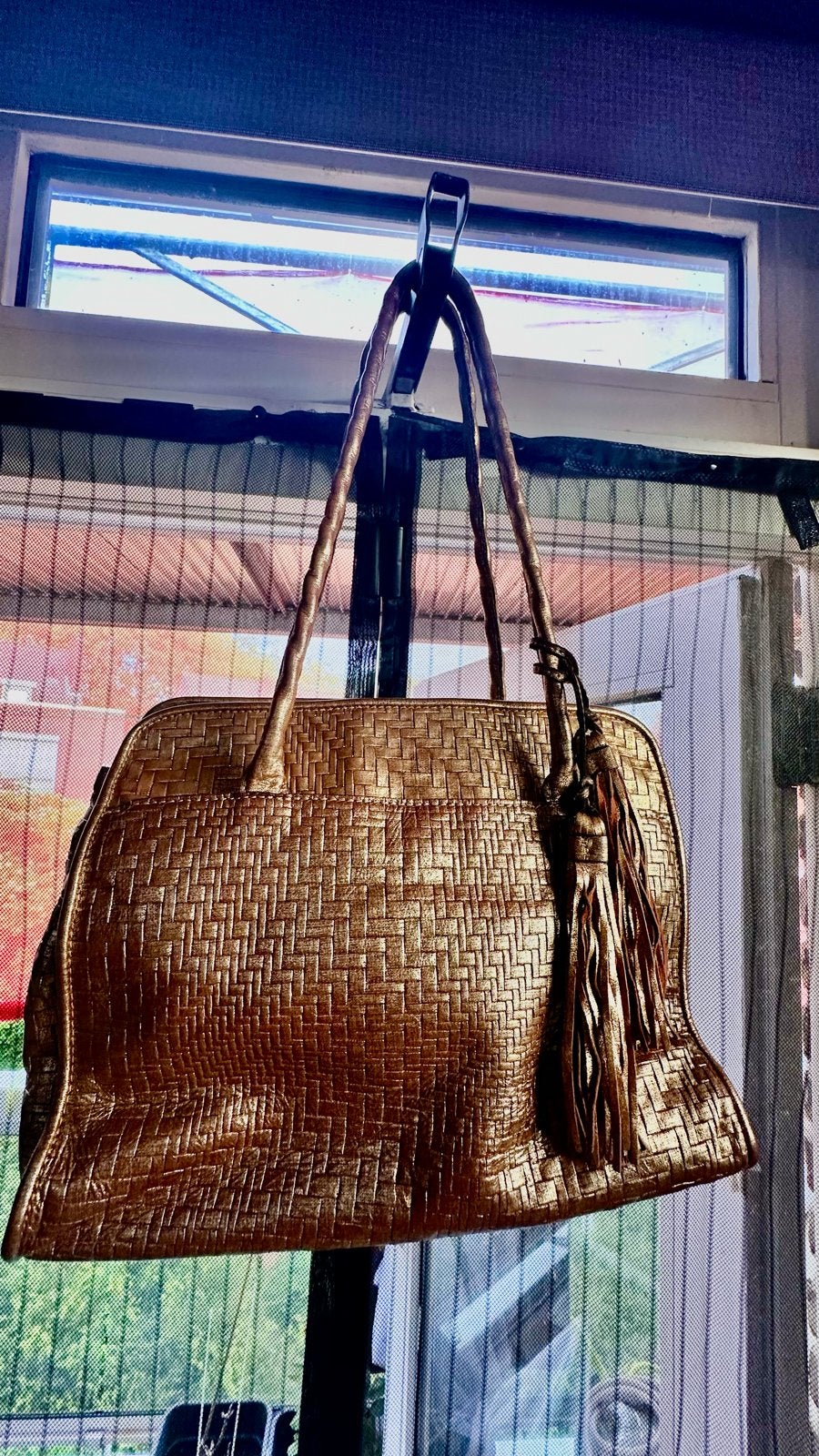 Patricia Nash 100% leather Metallic Satchel with dust bag, Ophalen of Verzenden, Zo goed als nieuw, Overige kleuren, Schoudertasje