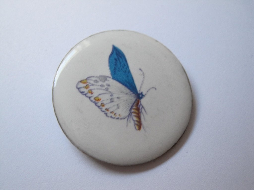 Broche vlinder keramiek porselein / 4.4 cm, Verzenden, Zo goed als nieuw, Goud, Overige materialen