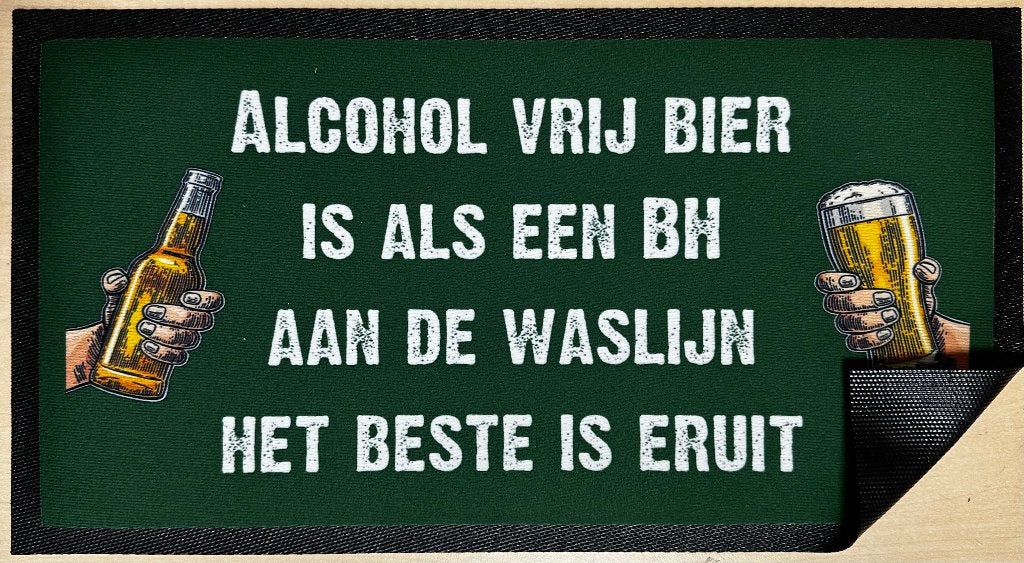 Alcohol vrij bier BH aan de waslijn barmat matje barrunner, Verzamelen, Reclamebord, Info@deconoord.nl, Deco Noord, Nieuw